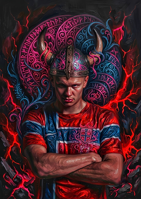 Erling Haaland Viking Warrior Portrait / PLATINA