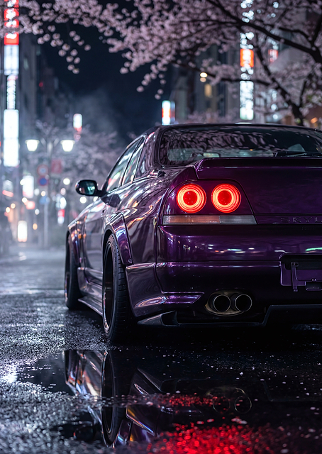 Purple Nissan Gtr R33 Cherry Blossom / PLATINA