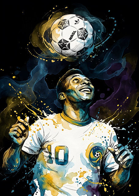 Pele Watercolor Soccer Art Portrait / PLATINA