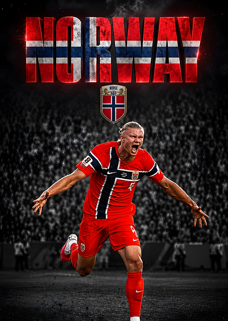 Erling Haaland Norway Football Poster / PLATINA
