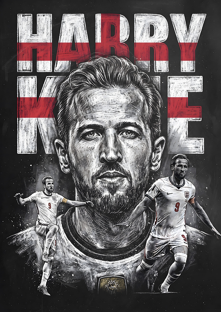 Harry Kane England Football Poster / PLATINA