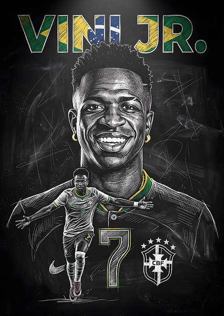 Vinicius Junior Brazil Soccer Poster / PLATINA