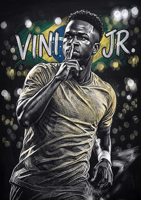 Vinicius Junior Brazil Football Poster / PLATINA