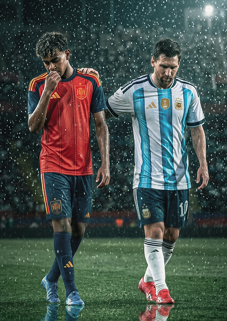 Lionel Messi Comforting Lamine Yamal / PLATINA