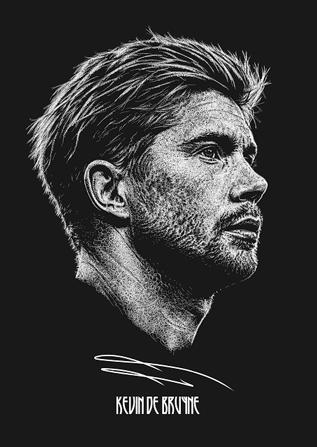 Kevin De Bruyne Stippled Portrait Poster / PLATINA