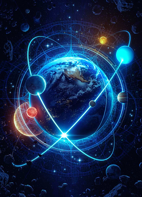 A surreal illustration showing the solar system in an artistic and colorful way.