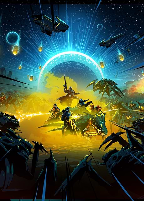 Dive into battle with this explosive officially licensed Helldivers premium metal poster, capturing an intense fight for Super Earth! 