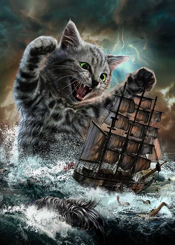 A house is not a home without a cat. What better way to decorate your home with this Kraken cat dwells deep in the ocean terrorizing ships.