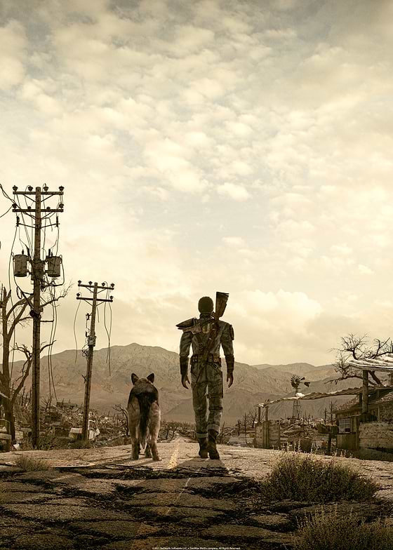 This stunning digital artwork titled The Road captures the essence of a post-apocalyptic world with its warm sepia tones and attention to detail. The composition focuses on a human figure and their faithful dog walking down an empty road, surrounded by decaying power lines under a cloudy sky. This scene evokes the theme of journey, portraying both hope and solitude in equal measure. The realistic textures add depth to the barren landscape, creating an immersive experience for viewers. With its dystopian atmosphere, this piece will resonate strongly with fans of science fiction and those who appreciate stories of resilience in the face of destruction.