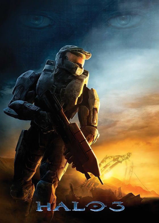 Immerse yourself in the gripping universe of Halo 3 with this captivating poster from our Halo Posters collection. The artwork masterfully captures the essence of one of gaming`s most iconic franchises, featuring the valiant Master Chief poised in battle-ready armor amidst a poignant sunset that bathes a ravaged landscape in warm light.