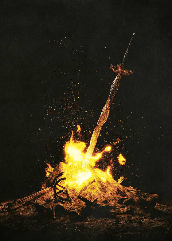 Immerse yourself in the evocative Bonfire digital artwork, a striking visual from the Gaming category and part of the famed Lordran collection.