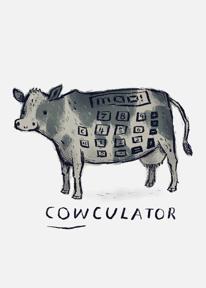 'cowculator!' Poster, picture, metal print, paint by Louis roskosch ...