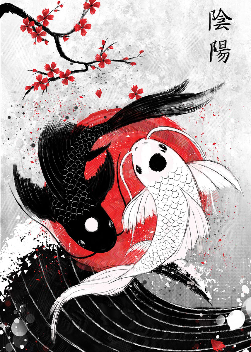Koi Fish Yin Yang - RubyArt