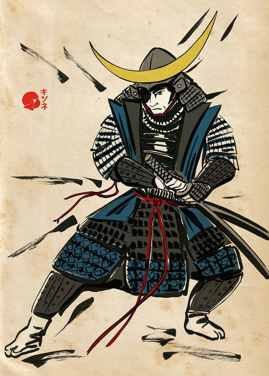 Date Masamune' Poster, picture, metal print, paint by Kitsune