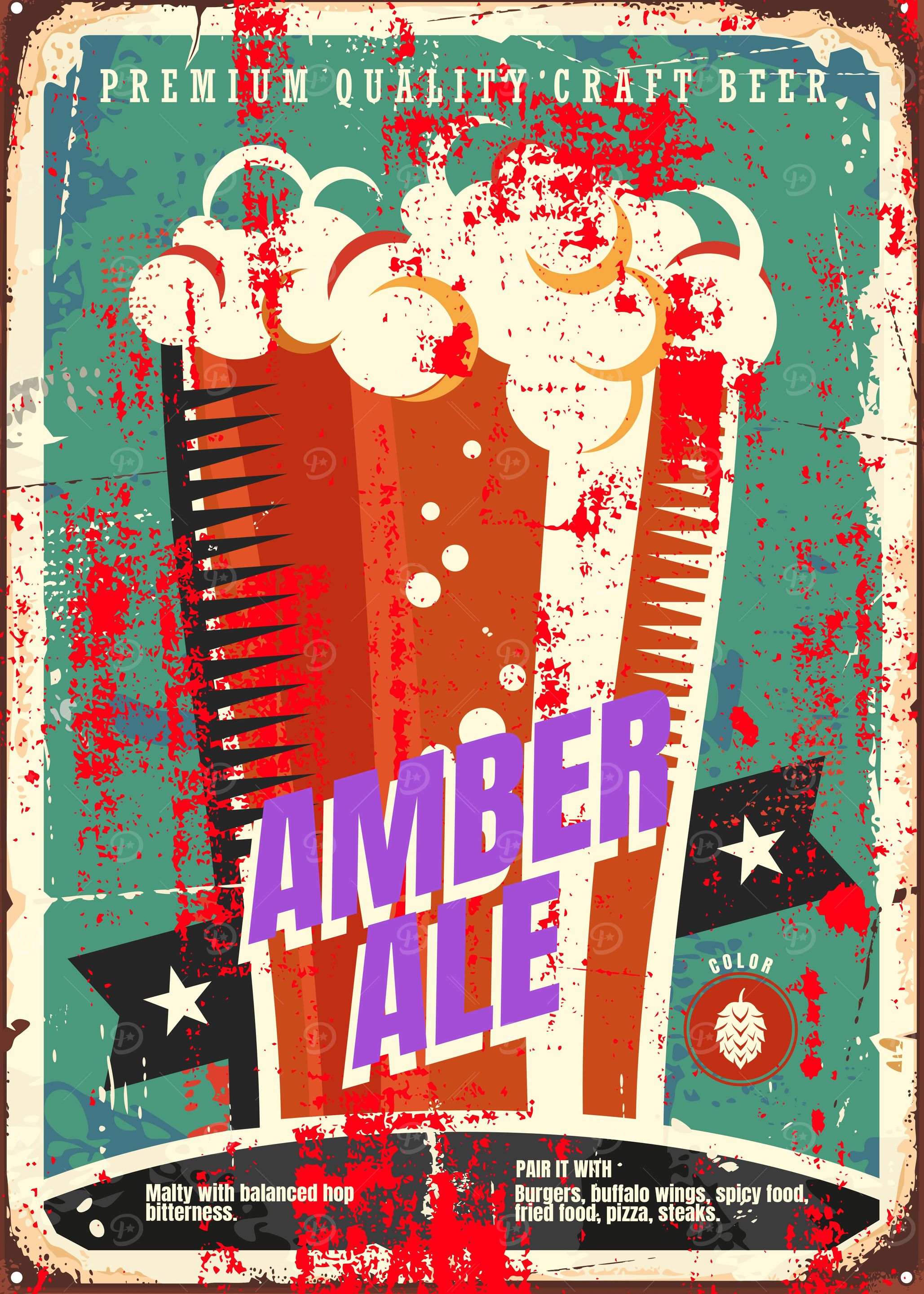 'Amber ale' Poster, picture, metal print, paint by Mr Jackpots | Displate