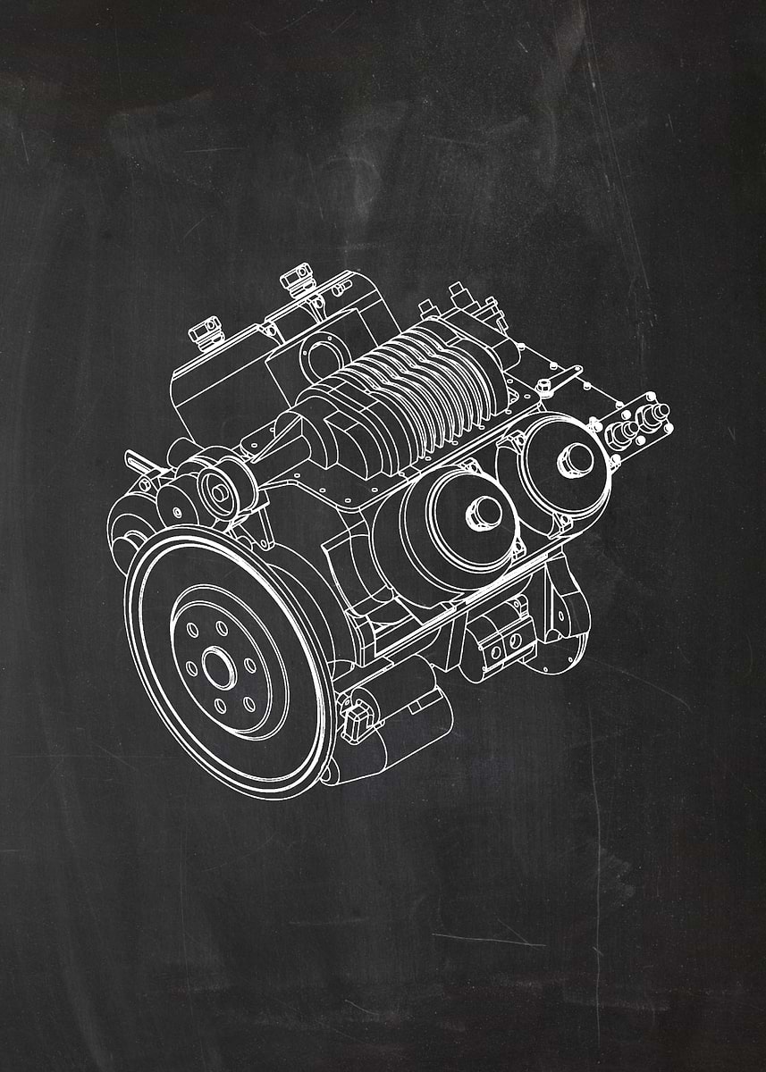 'CAR ENGINE' Poster, picture, metal print, paint by Nicram K | Displate
