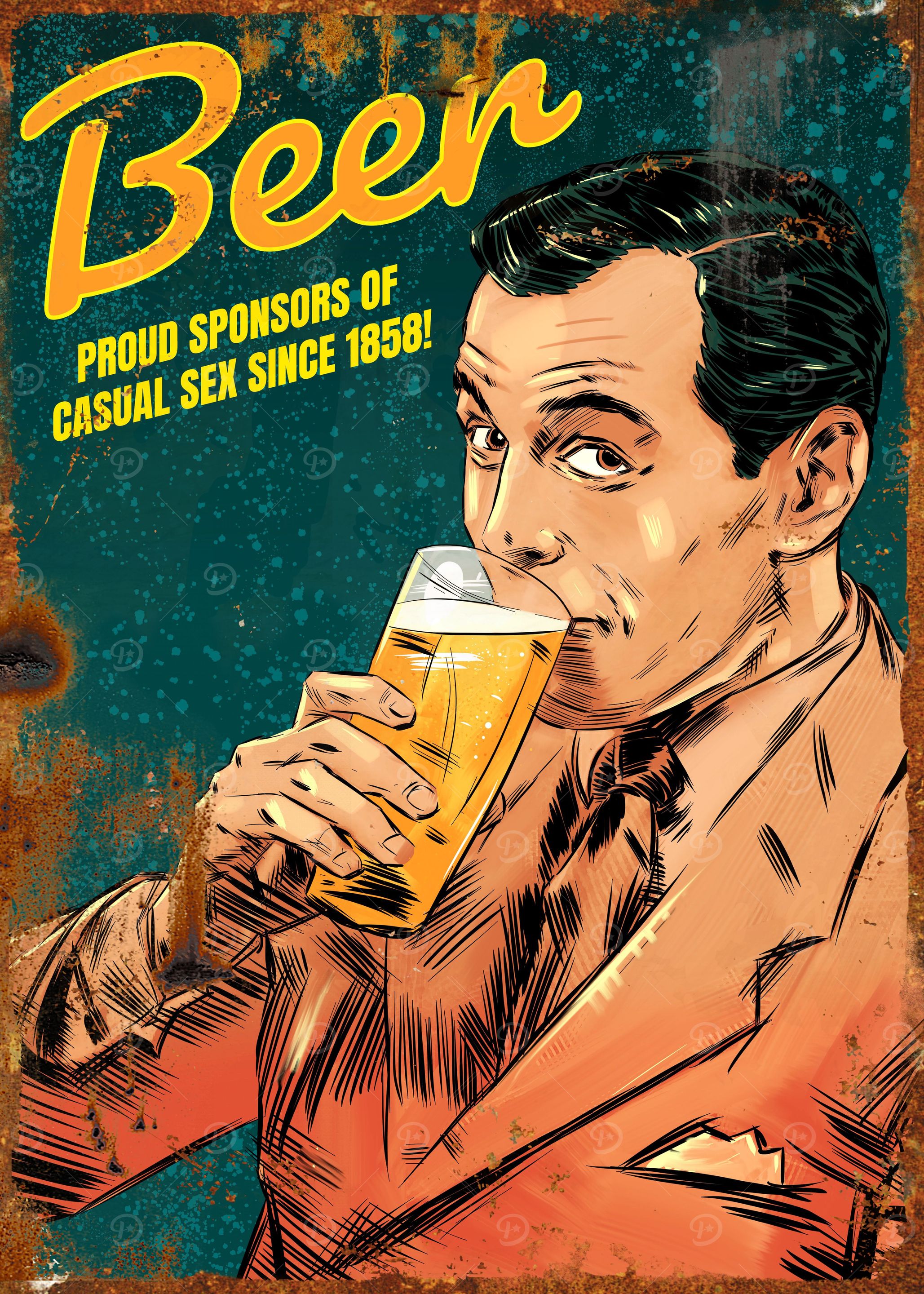 Beer' Poster, picture, metal print, paint by Mr Jackpots