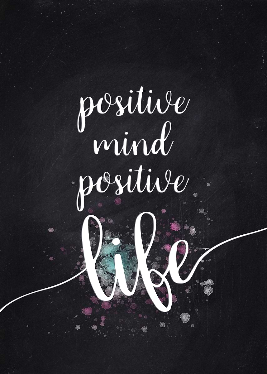 Positivly Text 'Text Art POSITIVE MIND ' Poster, picture, metal print, paint by ...