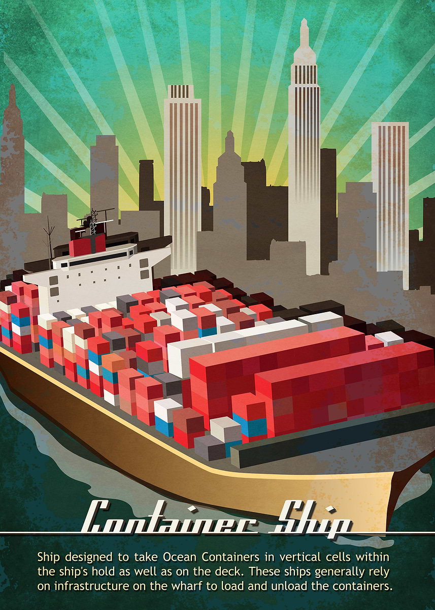 'Containership ' Poster, picture, metal print, paint by Osan Sollinamor ...