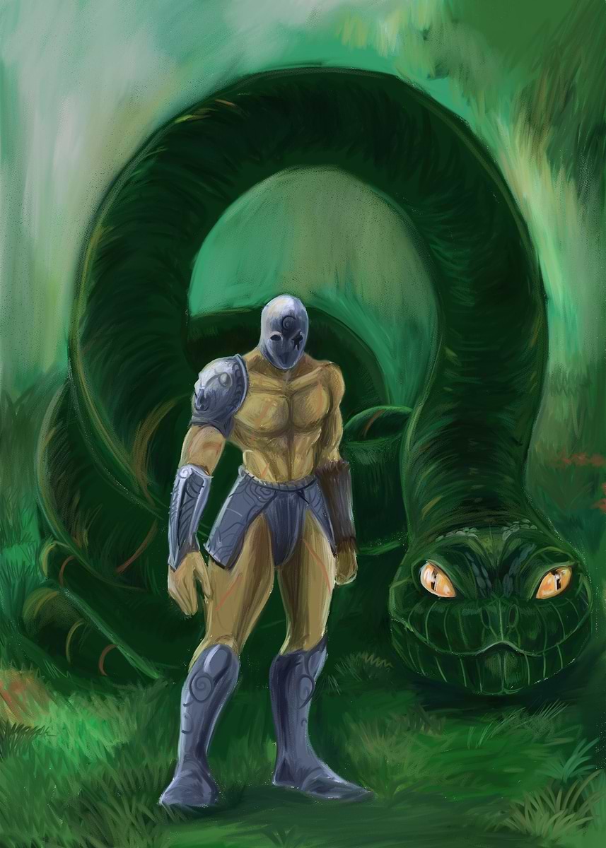 'Snake Master' Poster, picture, metal print, paint by Bogdan Ristea ...