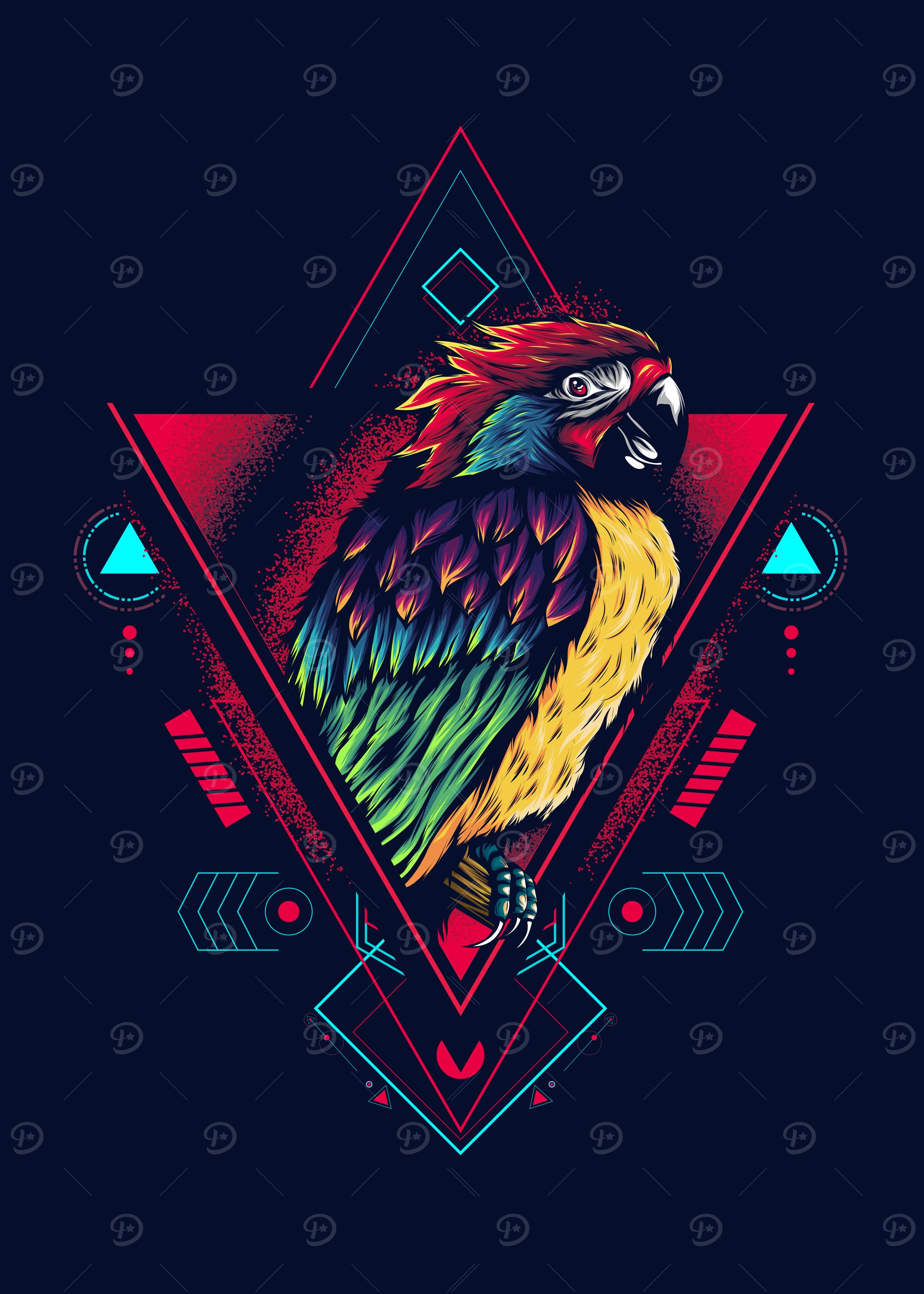 'Parrot sacred geometry' Poster, picture, metal print, paint by Second ...