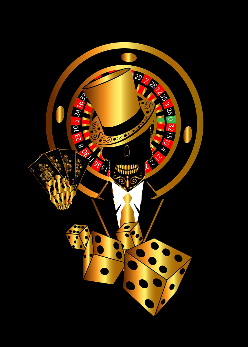 額縁 Displate Gambling Limited Edition Poster Casino logo gold cards' Poster, picture, metal print, paint