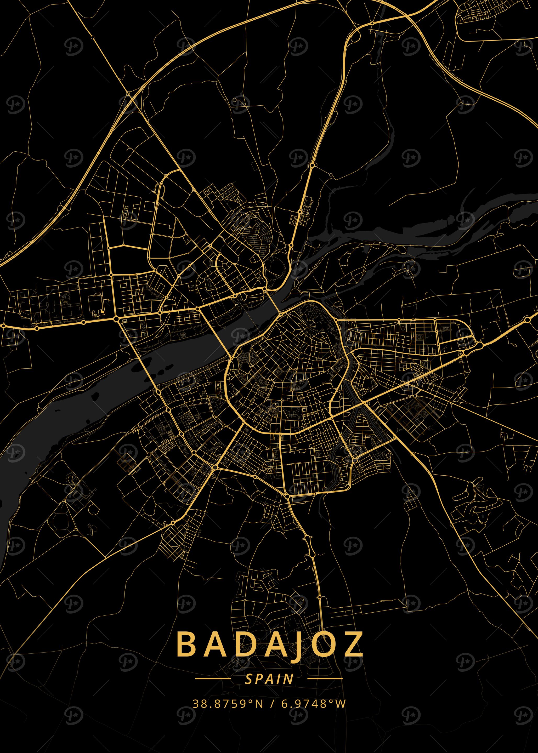 Badajoz Spain Poster Picture Metal Print Paint By Designer Map Art 