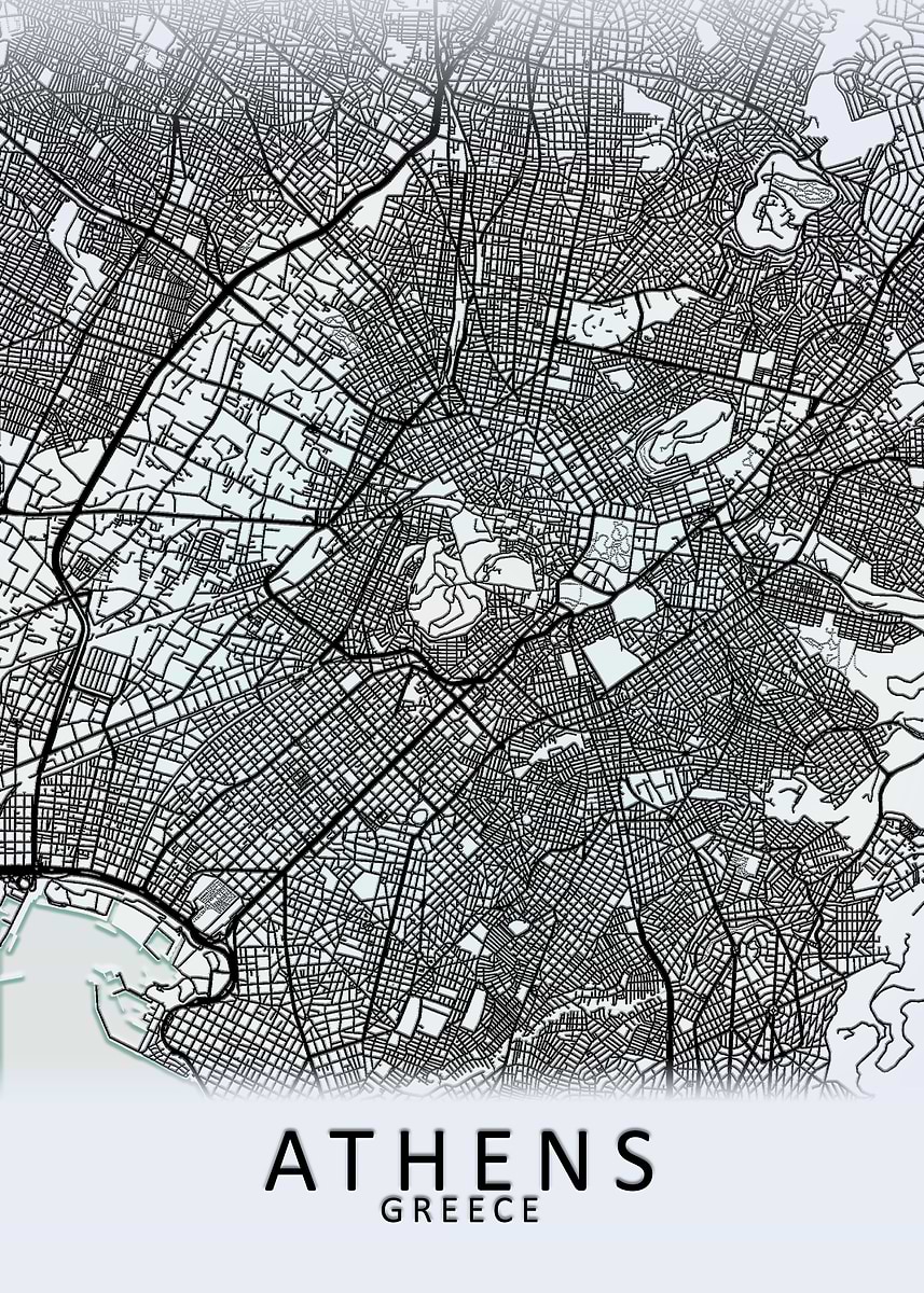 'Athens White City Map' Poster, picture, metal print, paint by City Map ...