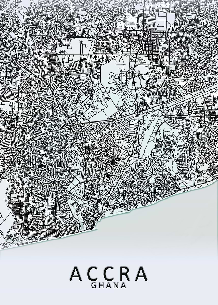 'Accra White City Map' Poster, picture, metal print, paint by City Map ...
