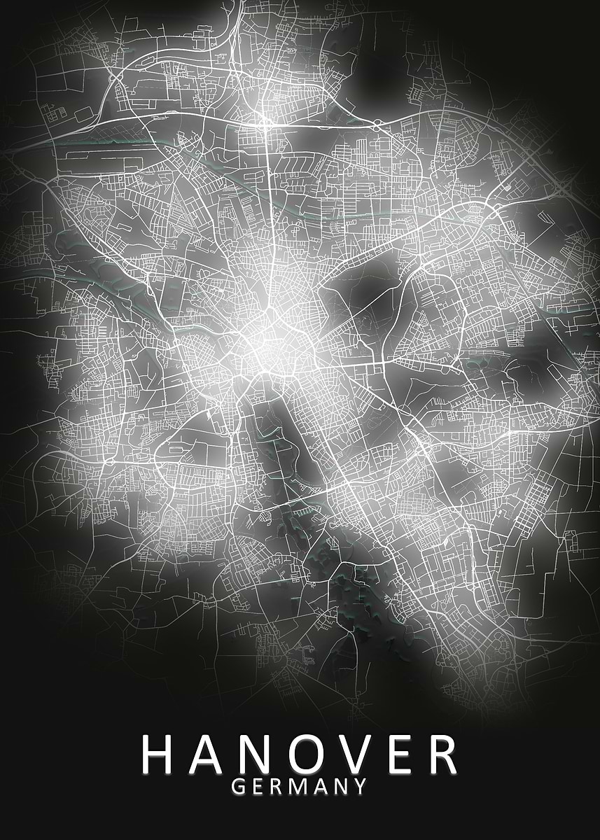'Hanover Germany City Map' Poster, picture, metal print, paint by City ...