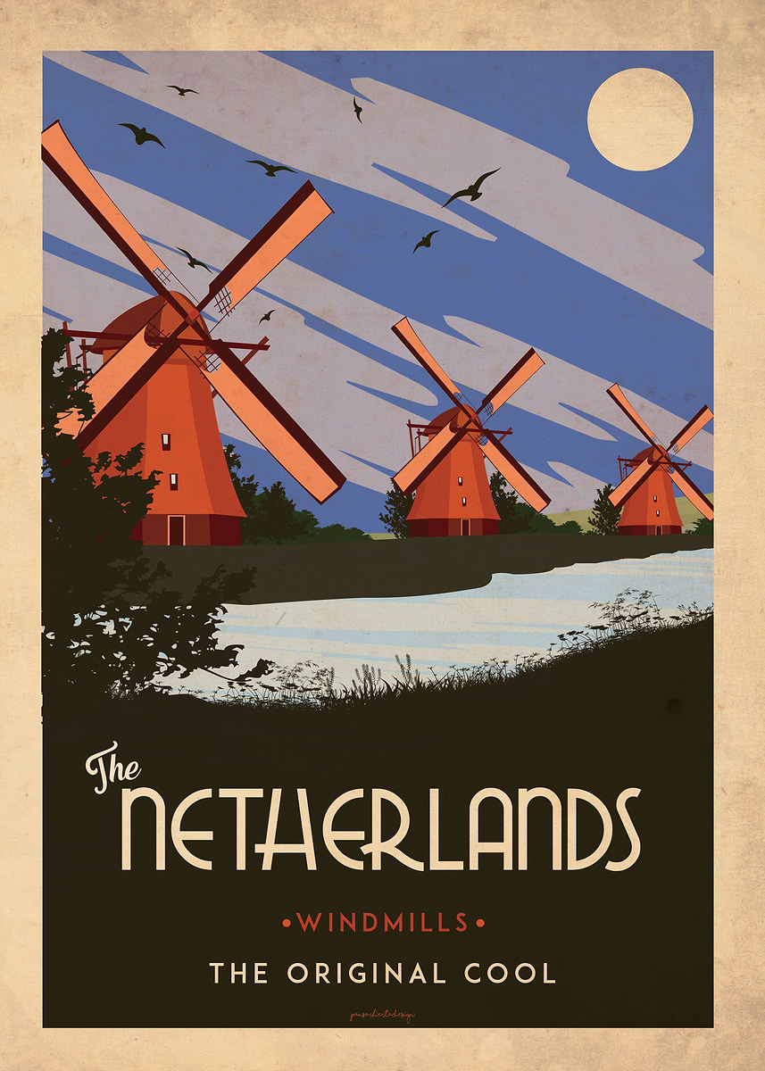 The Netherlands Art deco' Poster, picture, metal print, paint by