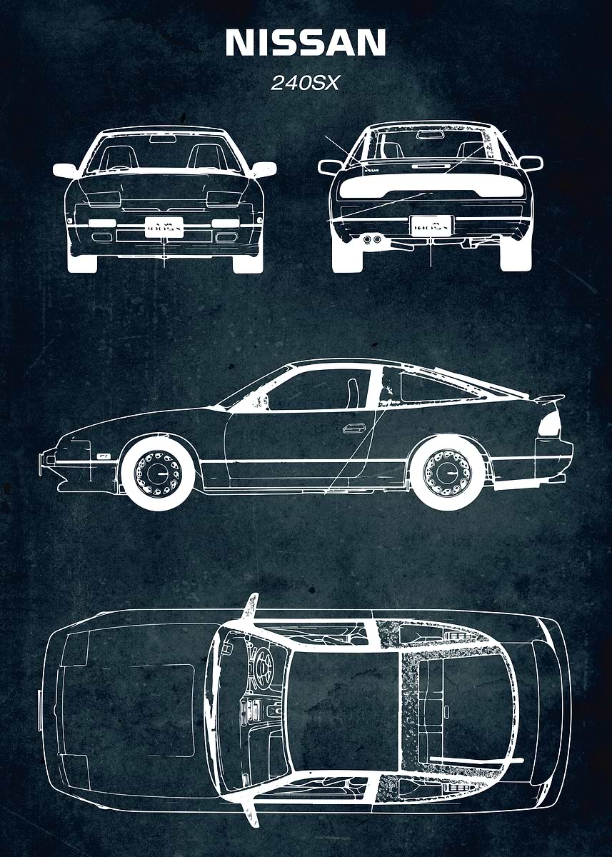 No182 Nissan 240sx' Poster, picture, metal print, paint by Xavier