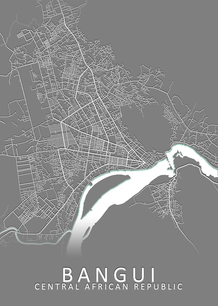 Bandikui Inn Map 'Bangui City Map' Poster, picture, metal print, paint by City Map Art ...