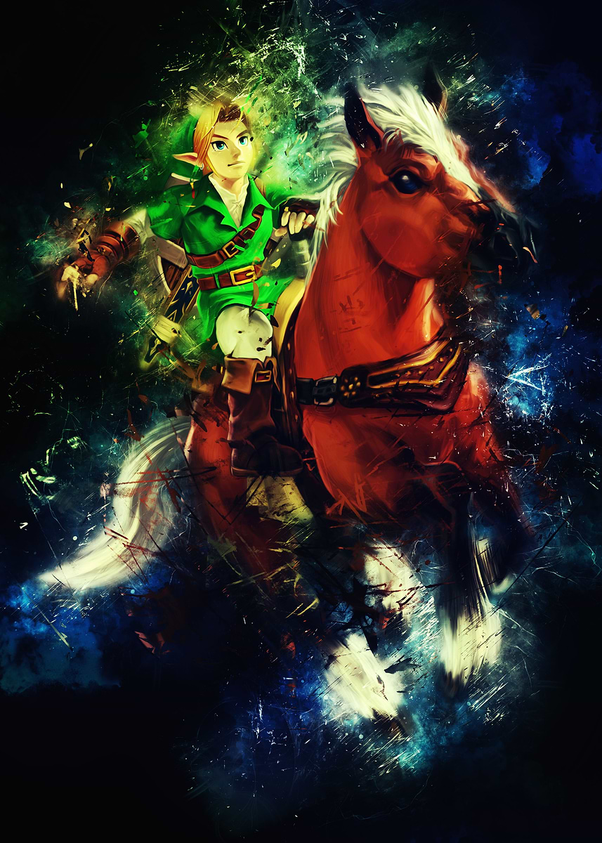 Link Ocarina of Time' Poster, picture, metal print, paint by