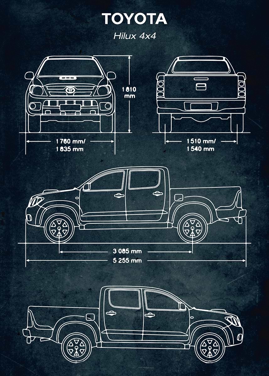 No236 Toyota Hilux 4x4' Poster, picture, metal print, paint by