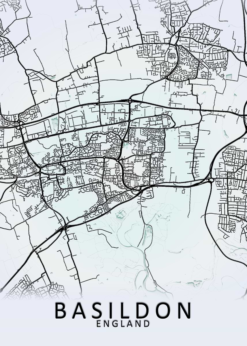 'Basildon England City Map' Poster, picture, metal print, paint by City ...
