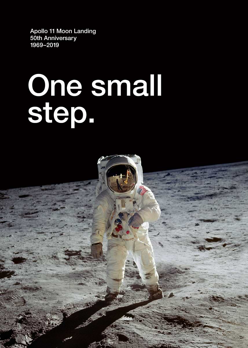 'Moon 50th Small Step Buzz' Poster, picture, metal print, paint by ...
