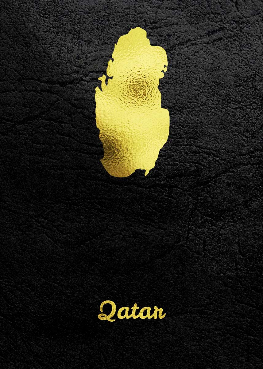 'Golden Map Qatar' Poster, picture, metal print, paint by Waleed Bin ...