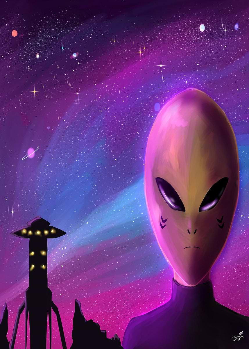 'Alien At Station SS90' Poster, picture, metal print, paint by Sel ...