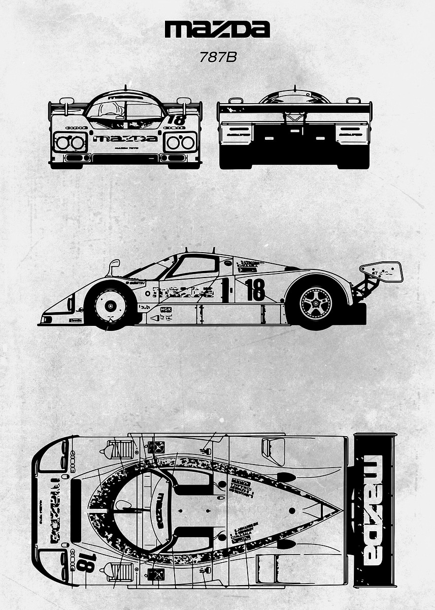 ▶ りん ページ No131 Mazda 787B' Poster, picture, metal print, paint by Xavier