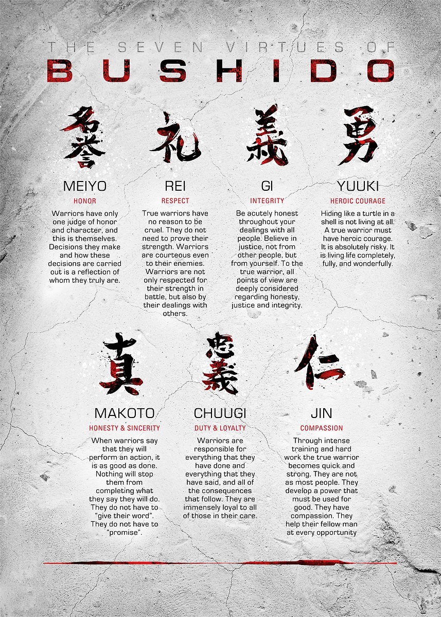 Bushido Code White' Poster, picture, metal print, paint by