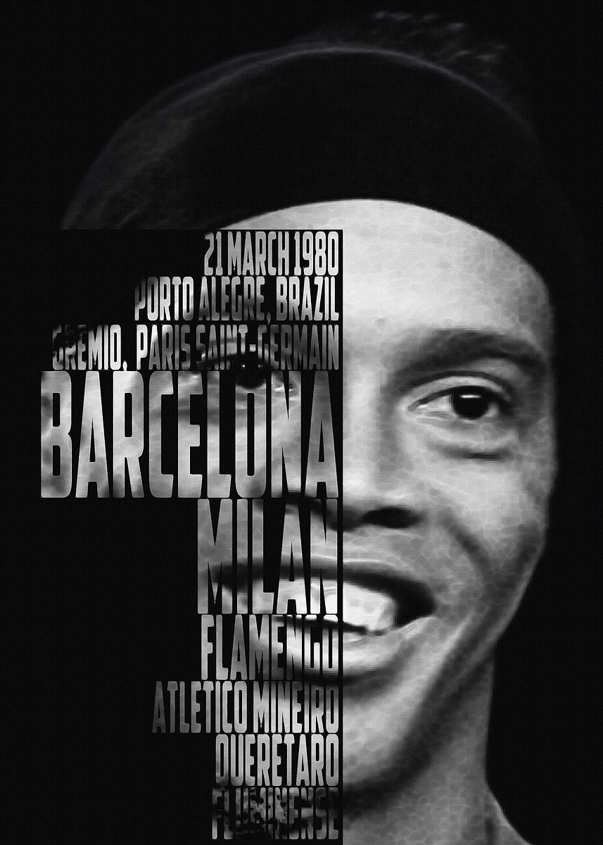 Reinaldo Poster 'Ronaldinho' Poster, picture, metal print, paint by The Poster | Displate
