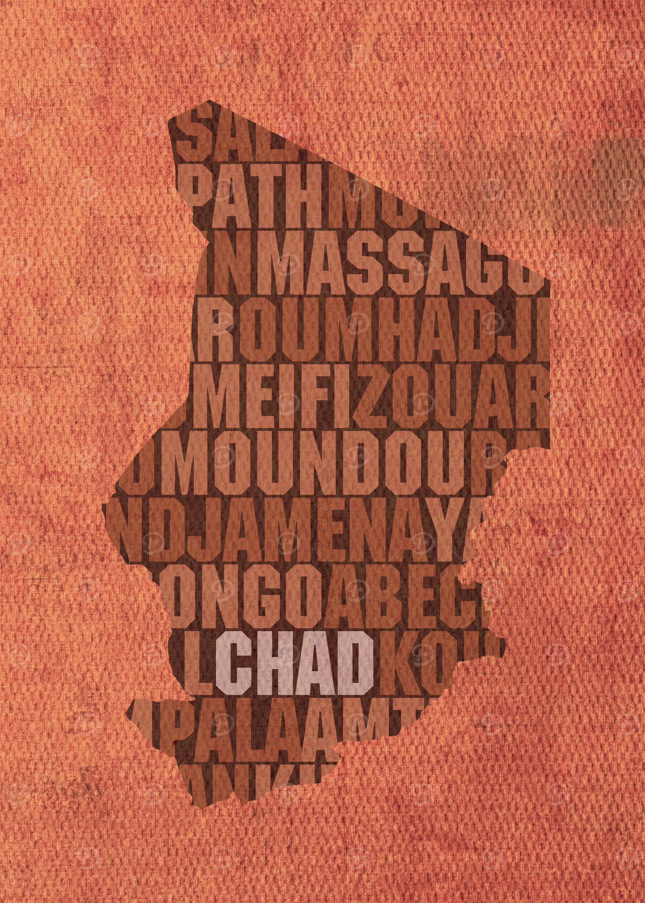 'Chad Country Word Map' Poster, picture, metal print, paint by Design ...