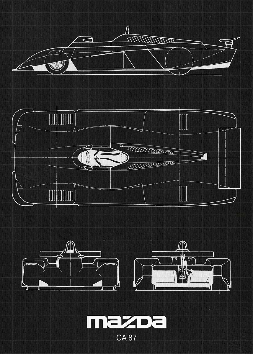 Mazda R87 Outline 'Mazda CA 87' Poster, picture, metal print, paint by DAVID CARL PLATES ...