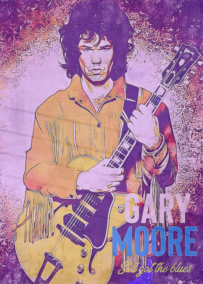 gary moore illustration ' Poster, picture, metal print, paint by