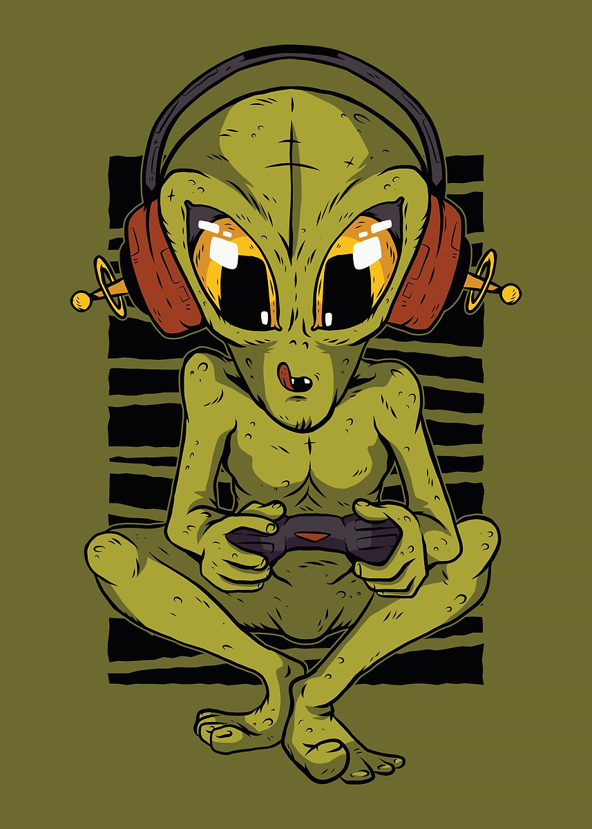 'Gamer Alien' Poster, picture, metal print, paint by Weilichesmag ...