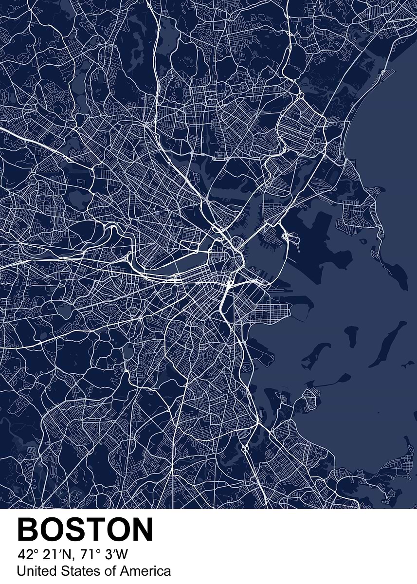 'boston color city map' Poster, picture, metal print, paint by Project ...