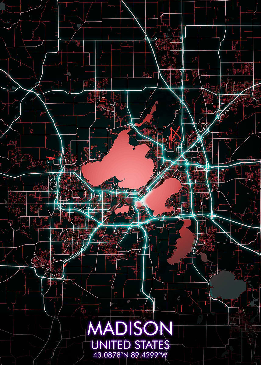 'MADISON City Map' Poster, picture, metal print, paint by cuplizx ...