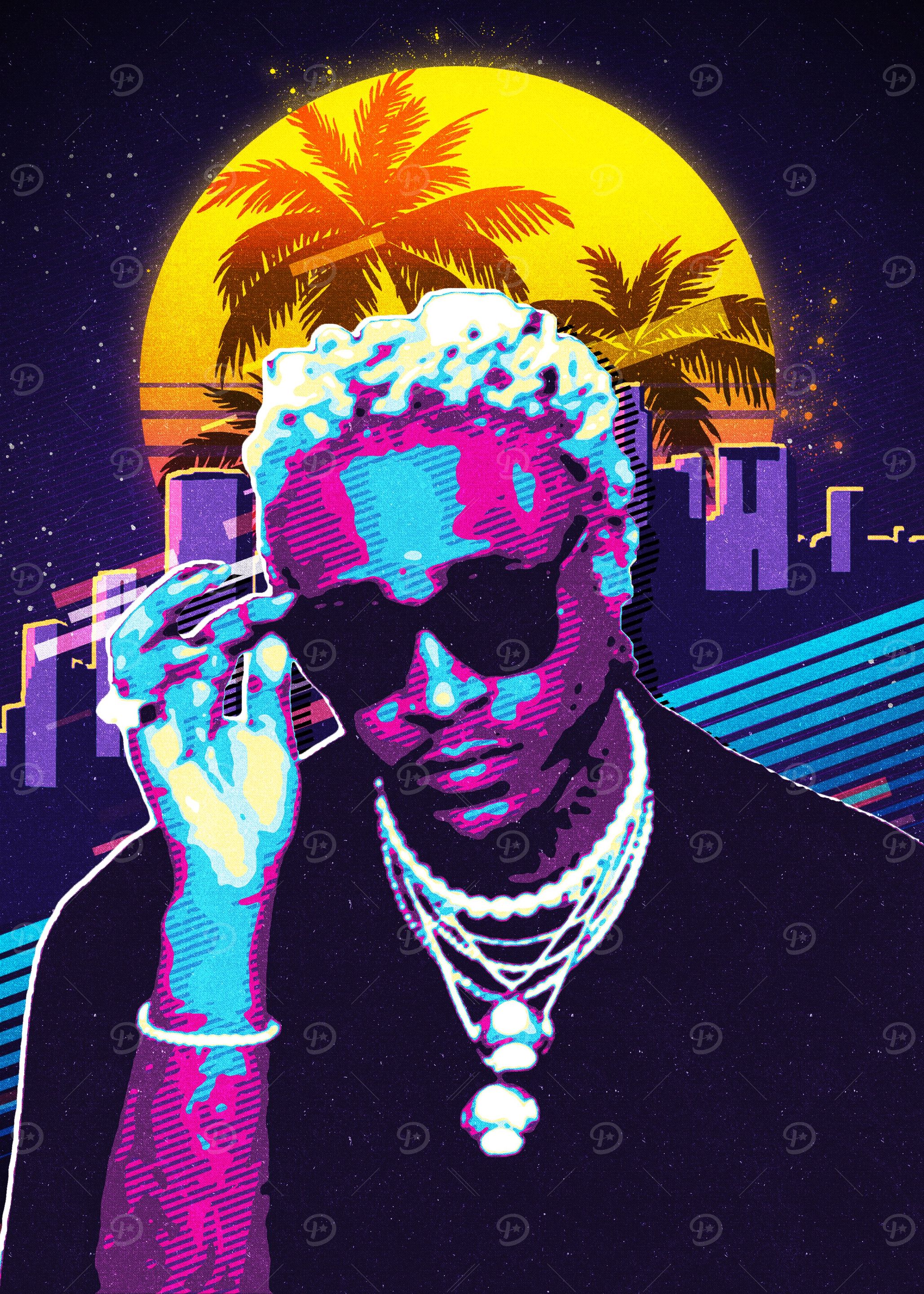 'Future rapper retro 80s' Poster, picture, metal print, paint by ...