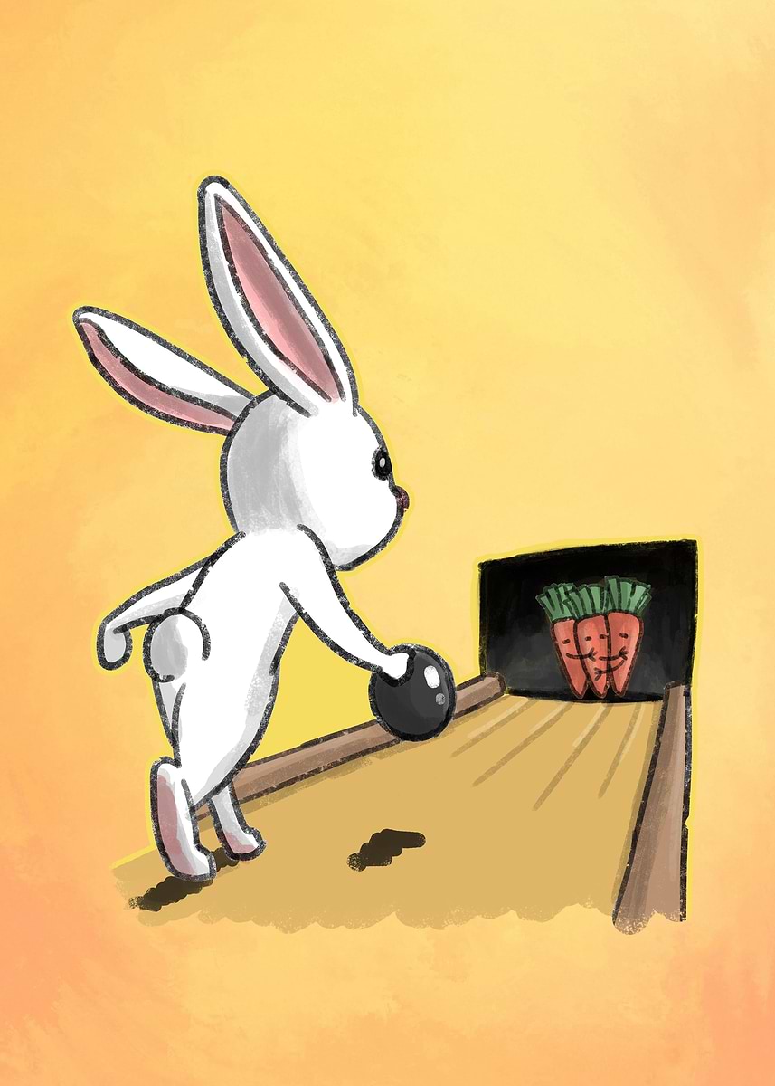 'Bowling Bunny Rabbit' Poster, picture, metal print, paint by Saphira ...